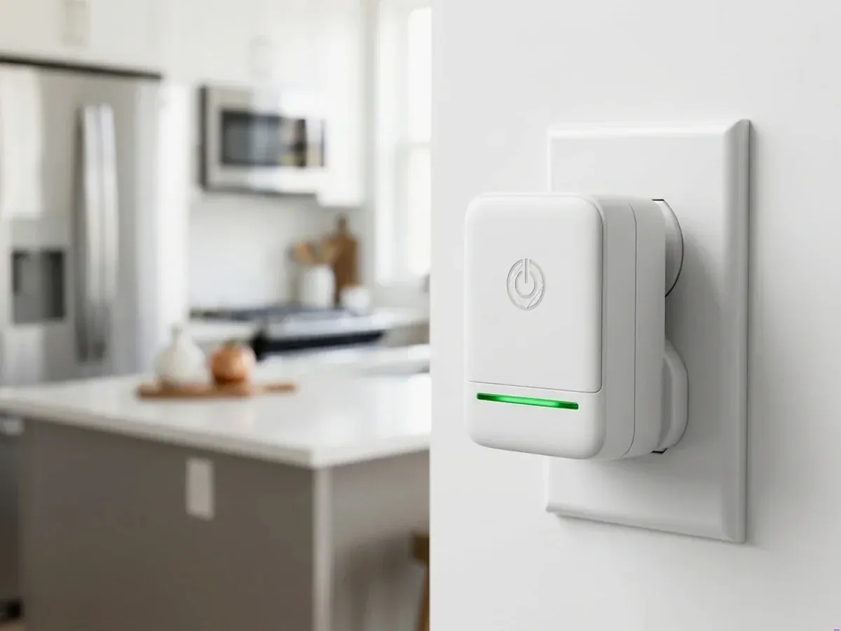Close-up of the ZeroWattic Power Saver green LED bar and housing
